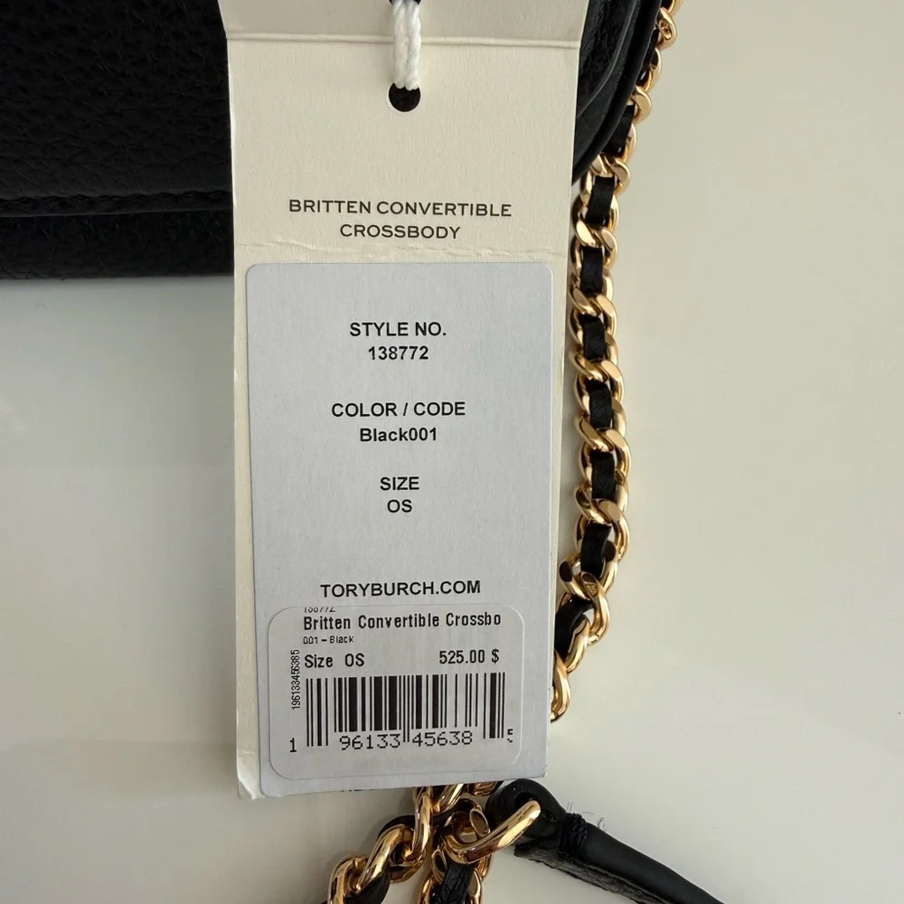 NWT Tory Burch Britten Convertible Leather Crossbody black 138772 ($525)